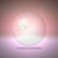 Cracked transparent sphere on red background Royalty Free Stock Photo