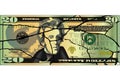 Cracked twenty dollar bill Royalty Free Stock Photo