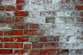 Cracked vintage brick wall background half covered with salt Royalty Free Stock Photo