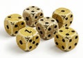 Cracked Vintage Dice on a White Background Royalty Free Stock Photo