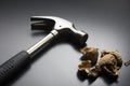 Cracked Walnut and Hammer Royalty Free Stock Photo