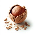 cracked walnut isolated on white background Royalty Free Stock Photo