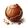 cracked walnut isolated on white background Royalty Free Stock Photo