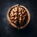 A cracked walnut revelation, Ai generated image Royalty Free Stock Photo