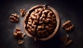 A cracked walnut revelation, Ai generated image Royalty Free Stock Photo