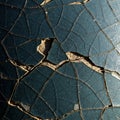 Cracked and weathered surface with a mosaic-like pattern. Dark blue hue with a netwo Royalty Free Stock Photo