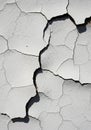 Cracked white surface with multiple interconnected fissures, resembling dried, peeling Royalty Free Stock Photo