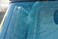 Cracked window on a car