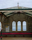 Cracked window. Victorian style Railway Station at Grange Over Sands, Cumbria, UK Royalty Free Stock Photo