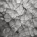 Brittle Cracked Wall: Land Art Inspired Black And White Image