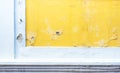 Cracked yellow paint color concrete wall,texture background Royalty Free Stock Photo