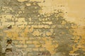 Cracked yellow paint old wall Royalty Free Stock Photo