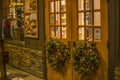 Cracker Barrel Restaurant holiday wreaths on the front doors