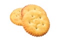 Cracker biscuits on white background Royalty Free Stock Photo