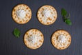 Cracker with cheese on a gray background. View from above. Royalty Free Stock Photo