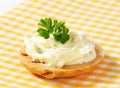 Cracker with cheese spread Royalty Free Stock Photo