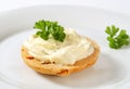 Cracker with cheese spread Royalty Free Stock Photo