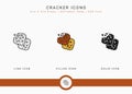 Cracker icons set vector illustration with solid icon line style. Cookie bite concept. Royalty Free Stock Photo