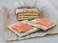 Cracker with a salmon Royalty Free Stock Photo