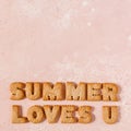Crackers Arranged as a Phrase Summer Loves U Royalty Free Stock Photo