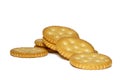 Crackers or biscuits on white background