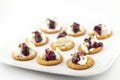 Crackers with Cream Cheese Grape Jelly and Chives Royalty Free Stock Photo