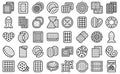 Crackers icons set outline vector. Round cookie