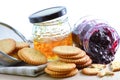 Crackers with Orange jam and Blueberry jam