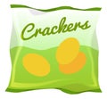 Crackers pack flat icon. Tasty snack bag