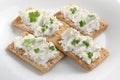 Crackers with sheep cheese Royalty Free Stock Photo