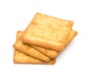 Crackers stacked isolated over white background Royalty Free Stock Photo