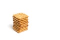 Crackers stacked on white background Royalty Free Stock Photo
