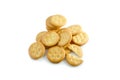 Crackers on white background