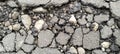 Cracking asphalt on the road