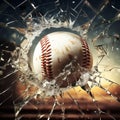 Cracking the Pane: Baseball\'s Forceful Strike Royalty Free Stock Photo