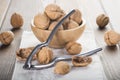 Cracking and shelling walnuts Royalty Free Stock Photo
