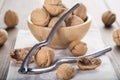 Cracking and shelling walnuts Royalty Free Stock Photo