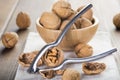 Cracking and shelling walnuts Royalty Free Stock Photo