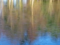 Crackled Icy Lake Autumn Trees Reflection.