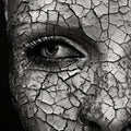 Crackled Woman: Monochromatic Masterpiece With Eye-catching Detail