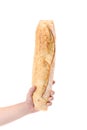 Crackling bread in a hand.