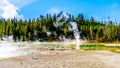 Crackling Lake in the Porcelain Basin of Norris Geyser Basin area in Yellowstone National Park in Wyoming, USA Royalty Free Stock Photo