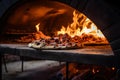 Crackling Pizza oven fire. Generate Ai Royalty Free Stock Photo