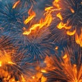 A crackling and popping texture with burning flames and fireworks1, Generative AI