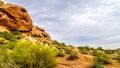 Cracks and Caves caused by Erosion in the red sandstone buttes of Papago Park near Phoenix Arizona