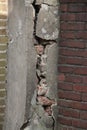 Cracks in concetre and bricks in een old farm in Oldebroek in the Netherlands.