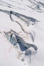 Cracks and crevasses in the glacial ice at Jungfraujoch