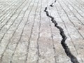 Cracks, crevices, concrete slabs this is caused by the non-standard construction. Royalty Free Stock Photo