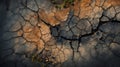 Cracked Earth: A Stunning Aerial View Of A Desolate Wasteland Royalty Free Stock Photo