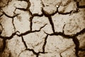 Cracks of the dried soil in arid season / Arid soil , Cracked earth texture of ground broken and rough surface mud clay Royalty Free Stock Photo